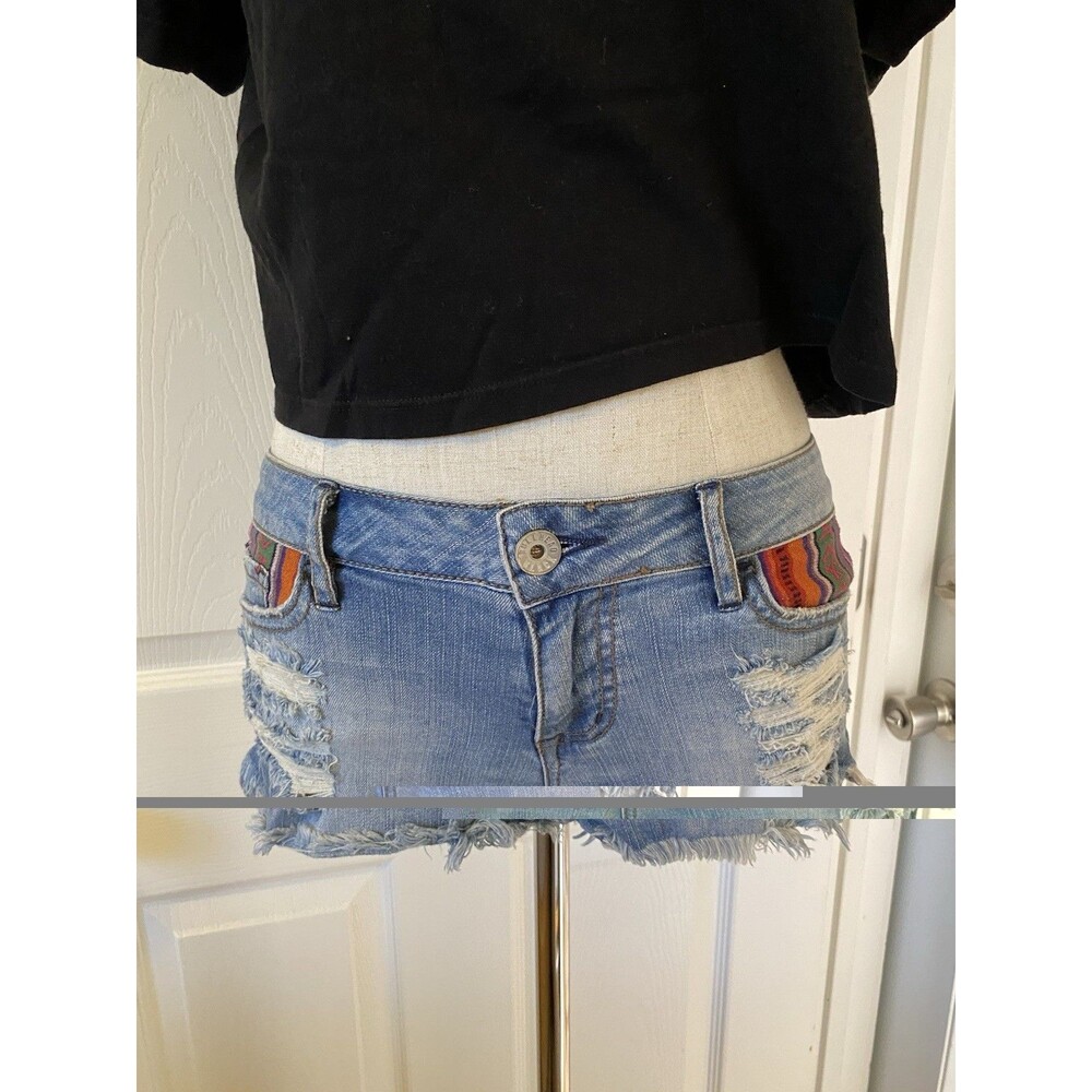 Bullhead Black Distressed Denim Cutoff Shorts Juniors Size 3 Blue Mid Rise